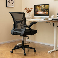 Ergonomic Office Chair Adjustable Swivel Chair with Flip-Up Armrests and Rocking Backrest