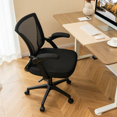 Ergonomic Office Chair Adjustable Swivel Chair with Flip-Up Armrests and Rocking Backrest