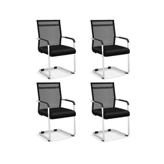 Office Guest Chairs Set of 4 with Metal Sled Base and Armrests