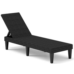 Outdoor Chaise Lounger Chair with Waterproof Rattan Textured PP Surface and 330 lbs Capacity