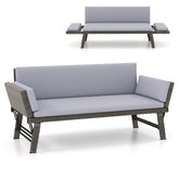Outdoor Convertible Sofa Daybed with Adjustable Armrests for Balcony
