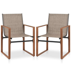 Outdoor Dining Chairs with Breathable Seat and Backrest Set of 2