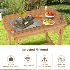 Outdoor Fir Wood Dining Table with Umbrella Hole
