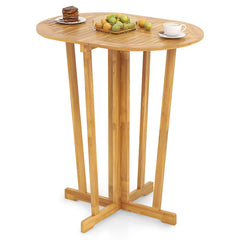 Outdoor Folding Bar Table with Oval Tabletop and Cross Base