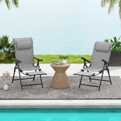 Folding Patio Chairs Set of 2 with 10-Level Adjustable Backrests and Armrests