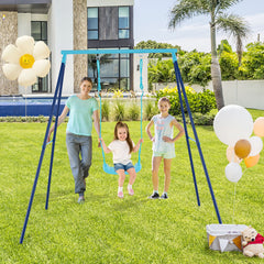 Outdoor Heavy Duty Metal Toddler Swing Set with Stand