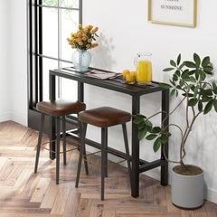 48/55 Inch Outdoor Bar Table with Waterproof Top and Heavy-duty Metal Frame