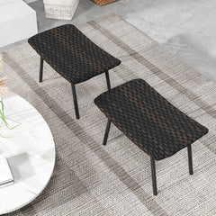 All Weather Outdoor Ottomans Set Patio Footrest Seats Set with Sturdy Metal Legs