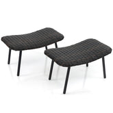 All Weather Outdoor Ottomans Set Patio Footrest Seats Set with Sturdy Metal Legs