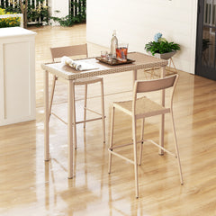 Outdoor Patio Bar Table Heavy Duty Rectangle Metal Frame