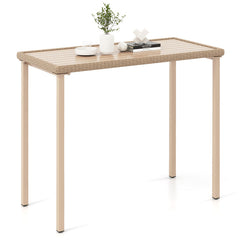 Outdoor Patio Bar Table Heavy Duty Rectangle Metal Frame