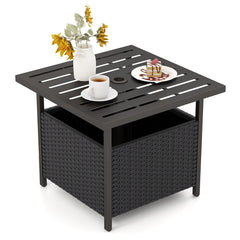 Outdoor Patio Rattan Wicker Steel Side Deck Table