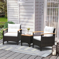 3 Pieces Patio Rattan Furniture Set with Removable Cushions