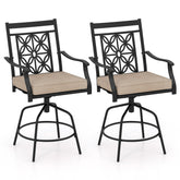 Outdoor Swivel Bar Stools Set of 2 with Seat Cushions