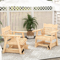 Outdoor Rocking Chair with High Back and Widened Armrests