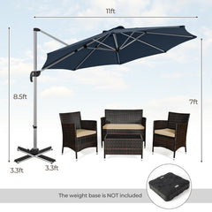 11 FT Outdoor Patio Umbrella with 360° Rotation and Adjustable Tilt