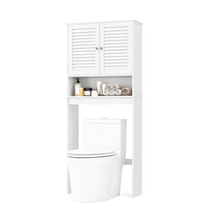 Over The Toilet Storage Cabinet with Double Doors and Adjustable Shelf