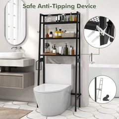 3-Tier Over Toilet Storage Shelf with Adjustable Bottom Bar