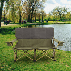 Oversized Camping Chair Folding Loveseat Camping Couch with Cup Holders & Thick Padding