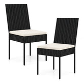 PE Wicker Patio Chairs Set of 2/4 with Cushions for Porch Deck Garden and Backyard