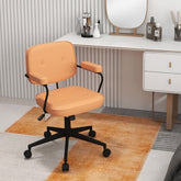 PU Leather Office Chair with Rocking Backrest and Ergonomic Armrest