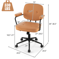 PU Leather Office Chair with Rocking Backrest and Ergonomic Armrest