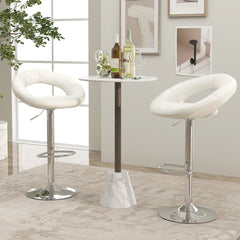 Height Adjustable Bar Stools Set of 2 with Hollow Back and Footrest