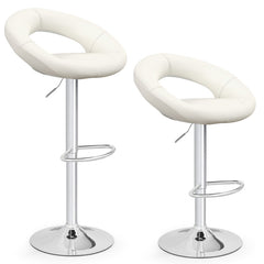 Height Adjustable Bar Stools Set of 2 with Hollow Back and Footrest
