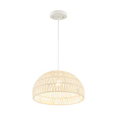 Farmhouse Rattan Pendant Lights with Adjustable Hanging Rope