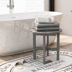 18 Inch Adirondack Round Side Table with Cross Base and Slatted Surface