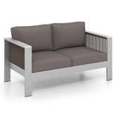 Patio Aluminum Loveseat Sofa Outdoor Furniture Set with Thick Back and Seat Cushions