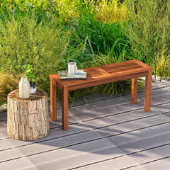2-Seater Patio Backless Dining Bench with Breathable Slatted Seat