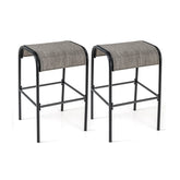 Set of 2/4 Patio Metal Bar Stools with Curved Fabric Seat