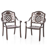 Patio Cast Aluminum Dining Chairs Set of 2 Metal Armchairs Stackable