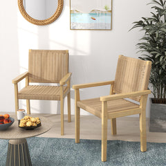 Indoor Outdoor Wood Chair Set of 2