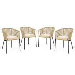 Patio Chairs Set of 4 with Curved Backrest and Seat Cushion for Patio