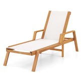 Patio Chaise Lounge Chair with Armrests and Fabric Seat for Backyard