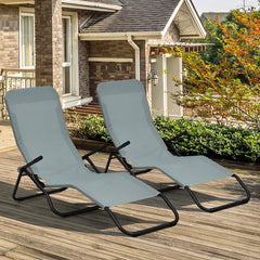 2 Pieces Stackable Portable Patio Chaise Lounger with Rocking Design
