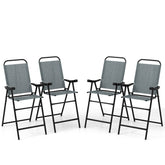 Patio Folding Bar Stool Set of 4 with Metal Frame and Footrest