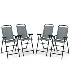 Patio Folding Bar Stool Set of 4 with Metal Frame and Footrest
