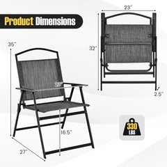 Patio Folding Chairs Set of 4 with Cozy Seat Fabric and Heavy-Duty Metal Frame