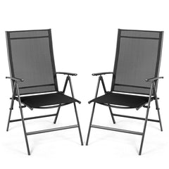 Set of 2 Adjustable Portable Patio Folding Dining Chair Recliners