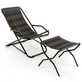 Patio PE Wicker Rocking Chair with Armrests and Metal Frame