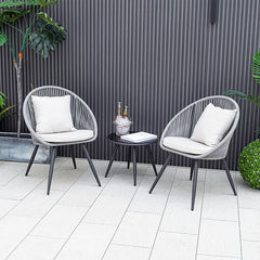3 Piece Patio Furniture Set with Seat and Back Cushions