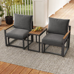 5 Pieces Aluminum Frame Weatherproof Outdoor Conversation Set with Soft Cushions