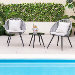 3 Piece Patio Furniture Set with Seat and Back Cushions