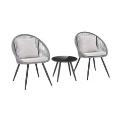 3 Piece Patio Furniture Set with Seat and Back Cushions