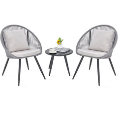 3 Piece Patio Furniture Set with Seat and Back Cushions