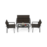 4 Pieces Patio Furniture Set with Heavy Duty Galvanized Metal Frame