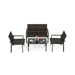 4 Pieces Patio Furniture Set with Heavy Duty Galvanized Metal Frame